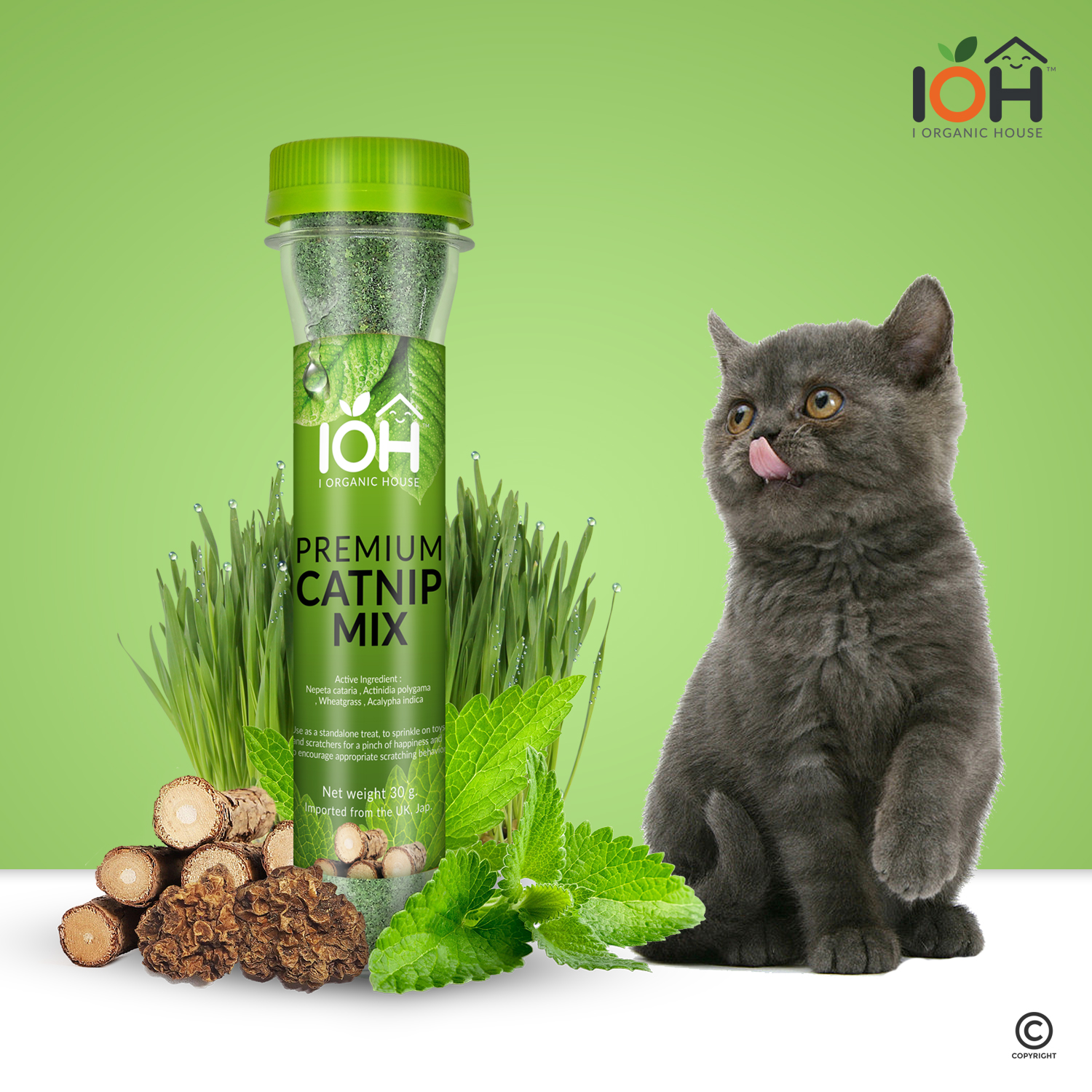 IOH Premium CATNIP MIX - 100% Naturals แคทนิป กัญชาแมว สมุนไพรสำหรับแมว