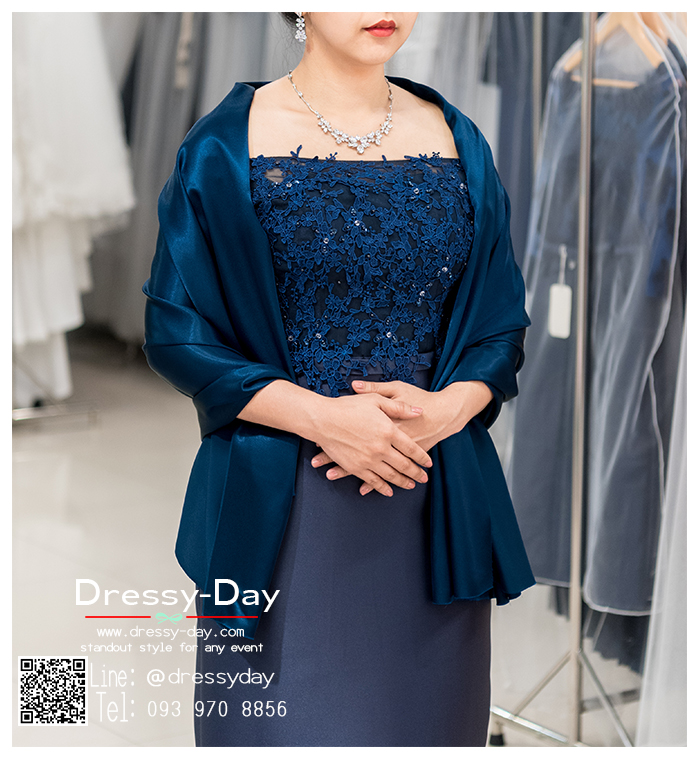รหัส ชุดผ้าคลุมไหล่ : DD005 ผ้าคลุมไหล่ชุดราตรี ไปงานแต่ง ออกงาน สวย เรียบหรู ไฮโซมากค่ะ พร้อมส่ง สีน้ำเงิน/กรม