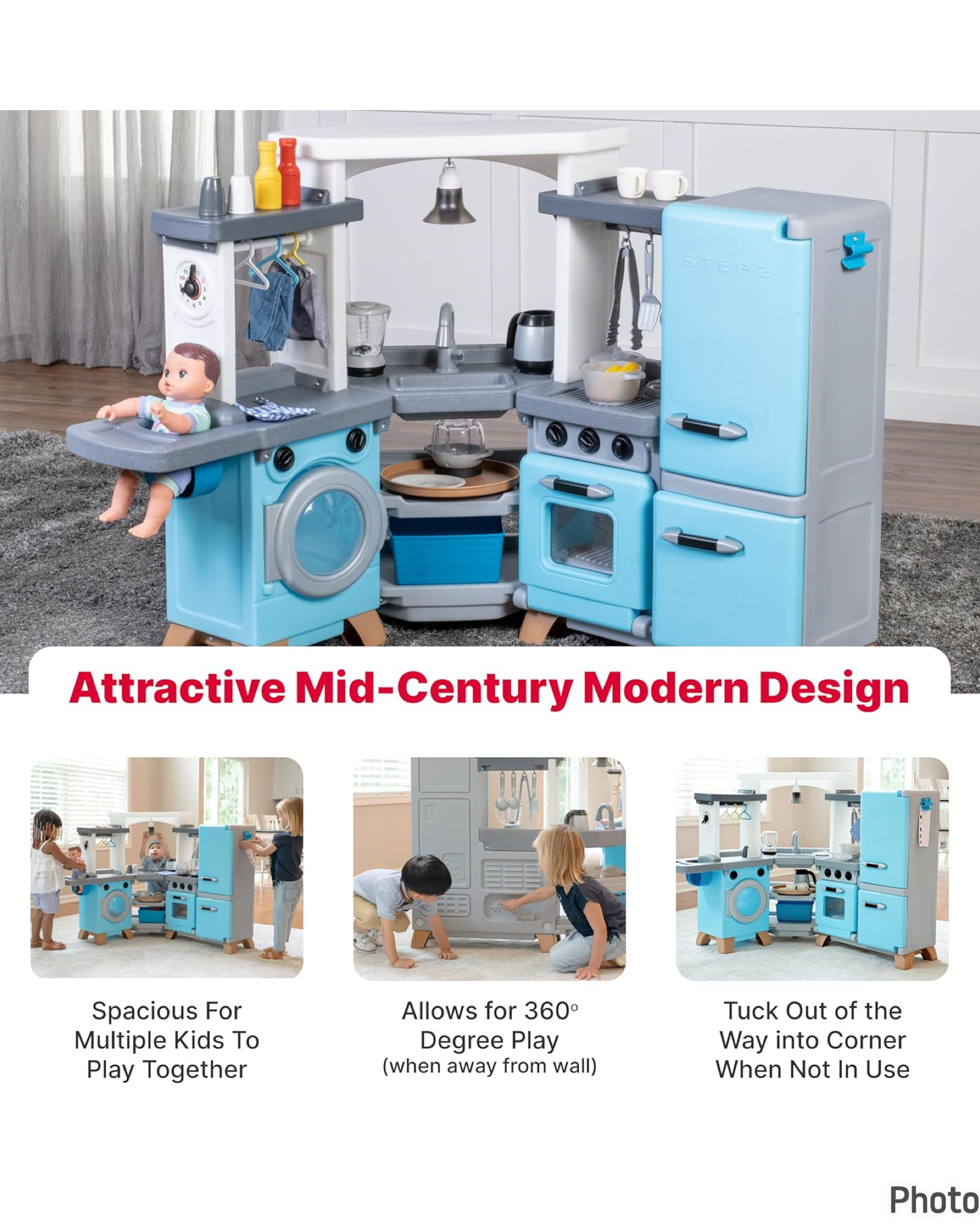 ชุด 2 in 1 มีทั้งครัวและที่เลี้ยงน้องในชุดเดียว Step2 Cook and Care Corner Plastic Kitchen and Kids Nursery Toy