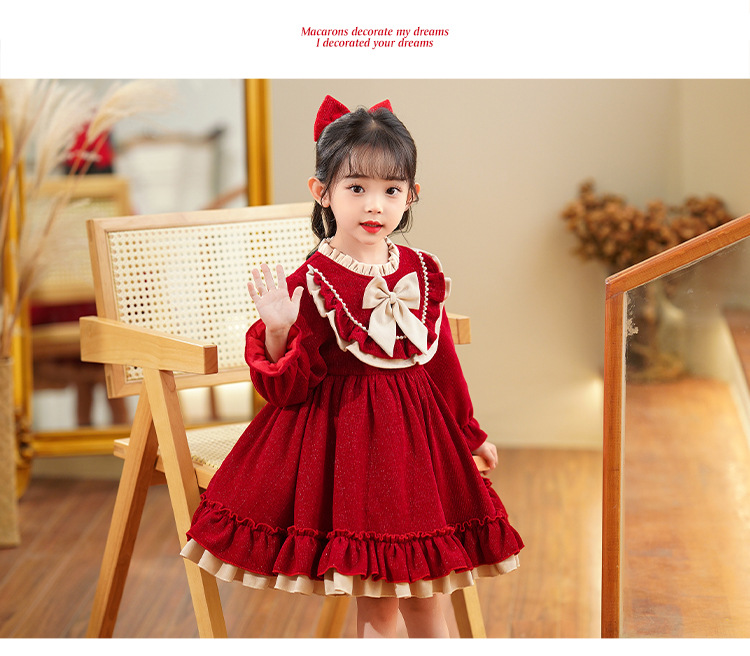 friendly4kid พร้อมส่ง ชุดคริสมาสต์ เดรสสไตล์คุณหนู โลลิต้า