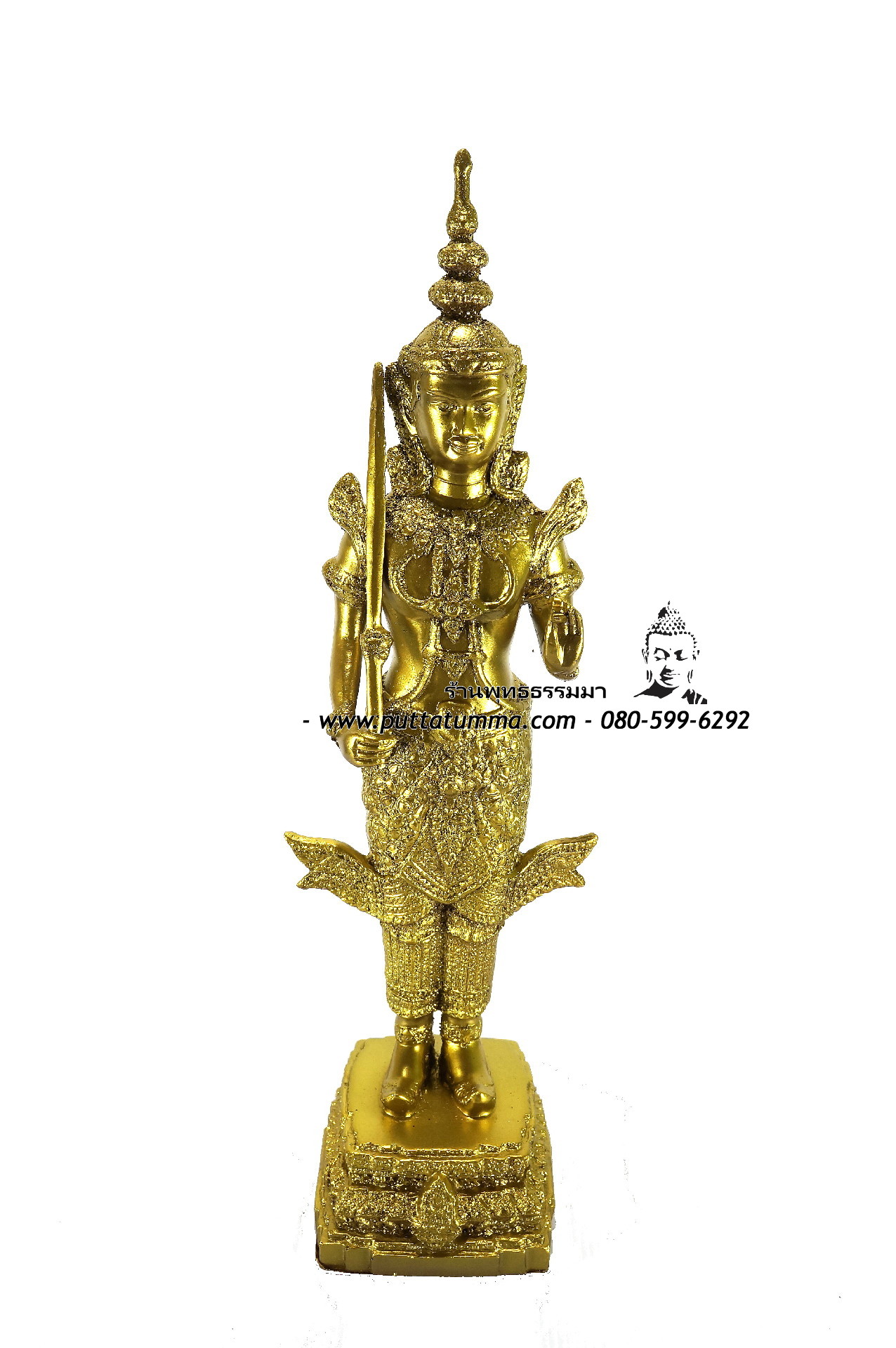 พระสยามเทวาธิราช สีทอง เนื้อเรซิ่น ขนาด 5 นิ้ว สูง 15 นิ้ว