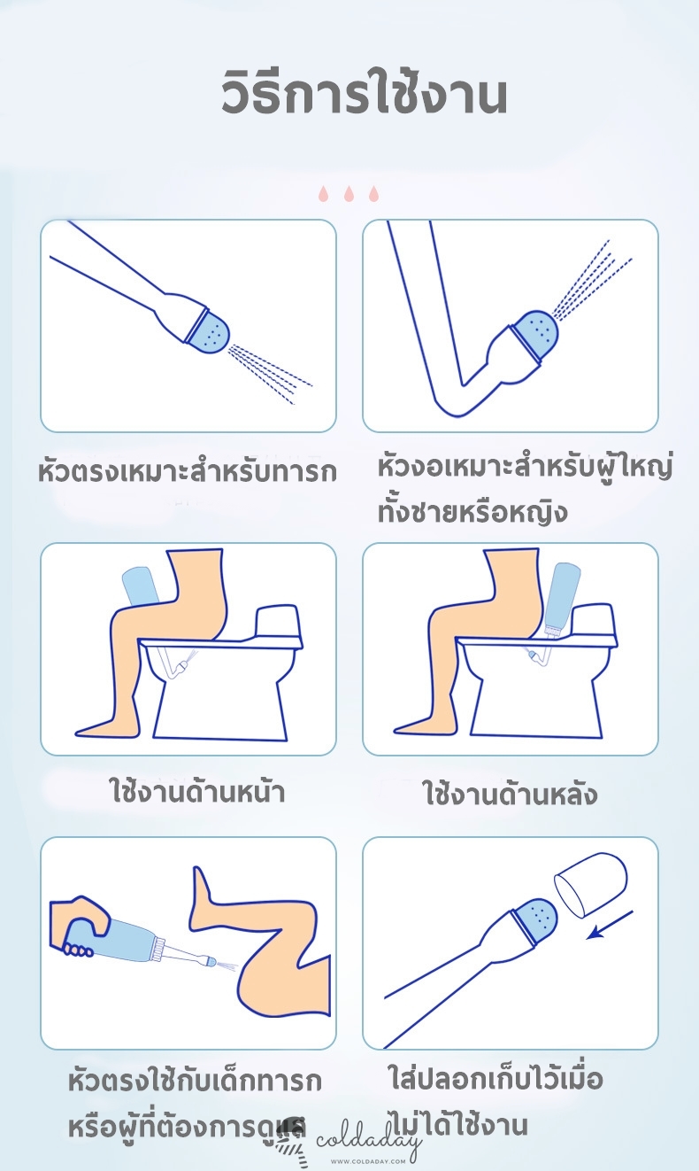 Portable Bidet ที่ฉีดชำระแบบพกพา รุ่นหัวงอ 350 ml.