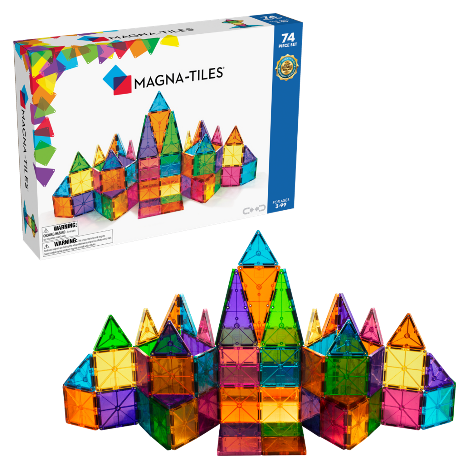 ตัวต่อแม่เหล็ก MAGNA-TILES Magnatiles Clear Colors 74pc Set