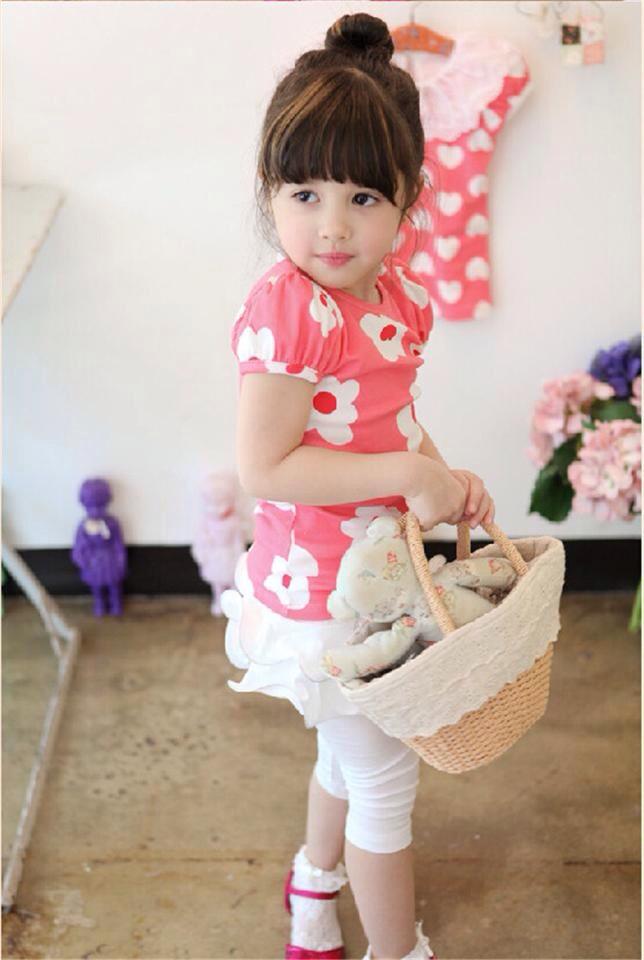 ชุดเซ็ต เสื้อลายดอก+เลกกิ้งกระโปรง