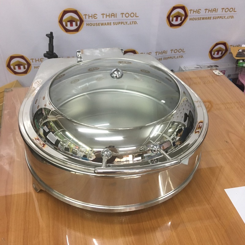 อ่างอุ่นอาหารแบบกลม ฝากระจกใส พร้อมแผ่นไฟฟ้าทำความร้อน 005-D201