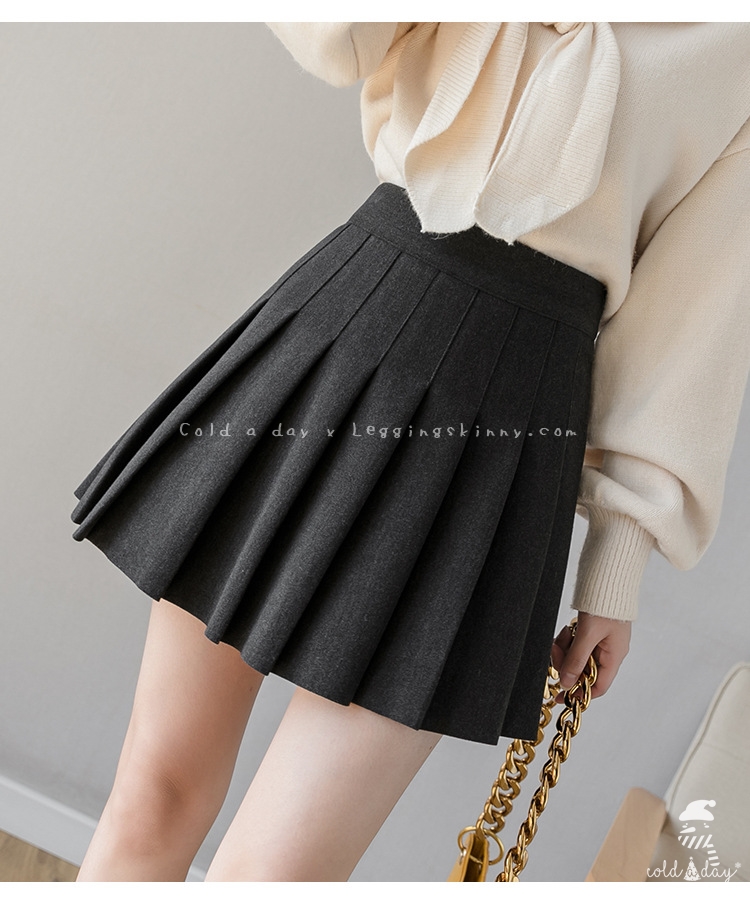 กระโปรงวูลเกาหลีทรงพรีท มี 3 สี S-2XL