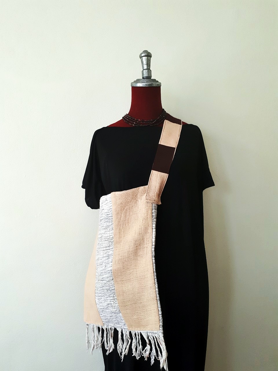 SIVA กระเป๋าลดโลกร้อนทำจากผ้าฝ้ายย้อมครามและผ้าฮัม ฟรีค่าส่ง ฟ้าและน้ำตาล L,XL