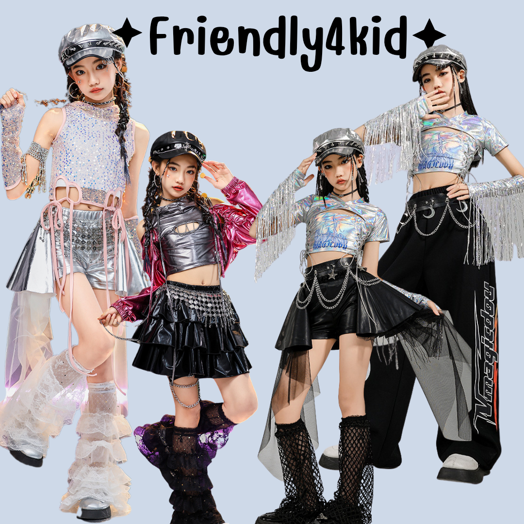 friendly4kid ชุดเต้น HipHop Kidsเสื้อ+กางเกงหางปลา jazz dance kids
