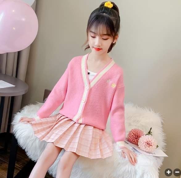 F-กันหนาว: เสื้อกันหนาวเด็ก ไหมพรม คาดิแกน สีพาสเทล