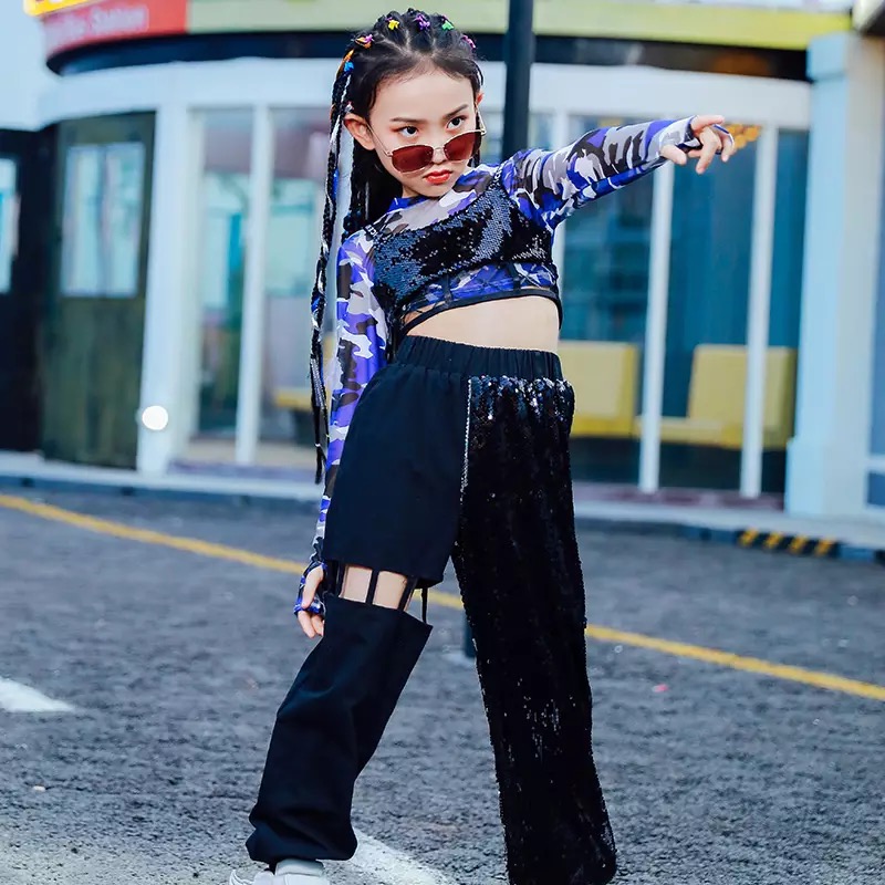 ชุดเต้น ชุดฮิปฮอป เสื้อแขนยาว + กางเกงขายาว สไตล์แบลคพิ้ง