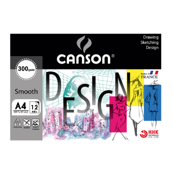 สมุดสีน้ำ Canson 300g 12sht ผิวเรียบ