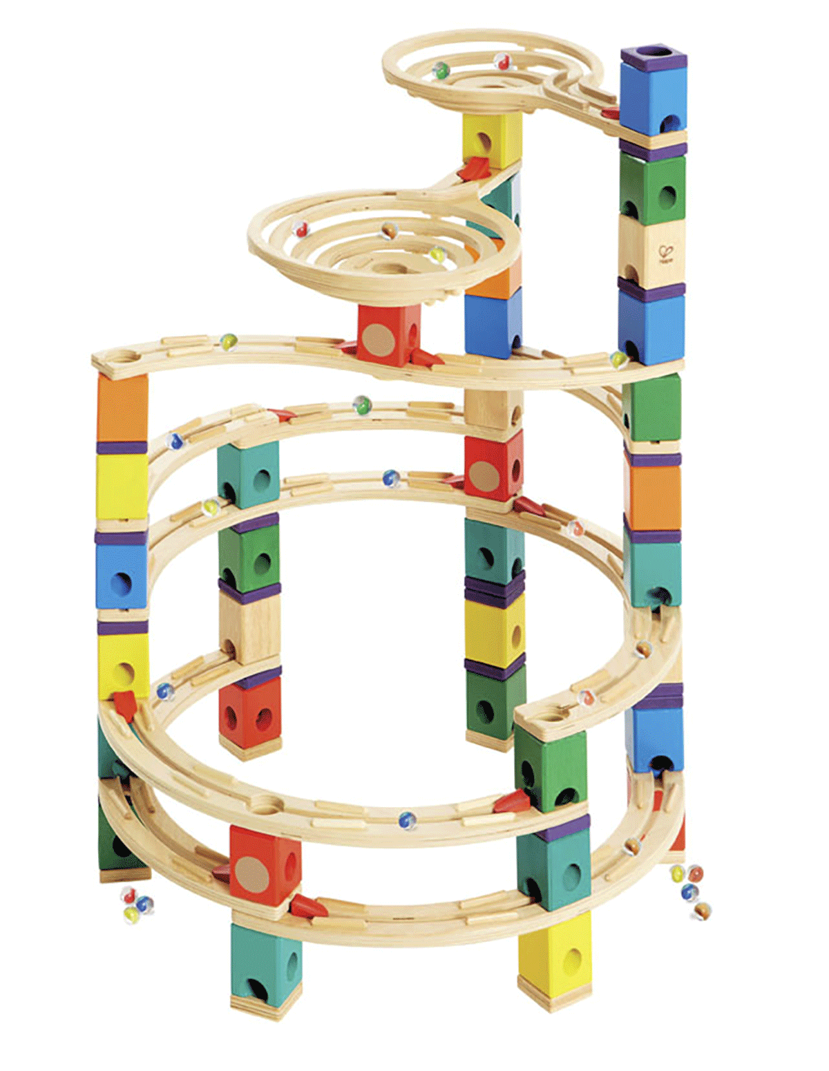 รางลูกแก้ว Hape Quadrilla Wooden Marble Run Construction