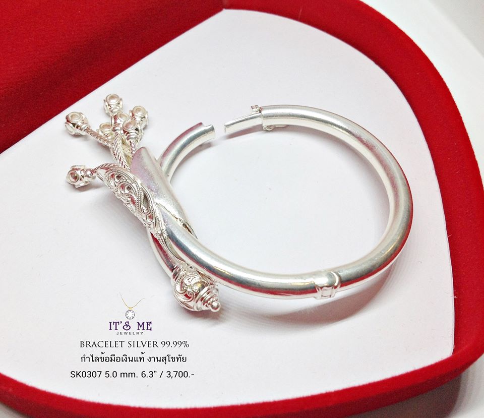 กำไลข้อมือเงินแท้ 99% งานสุโขทัย กำไลเปิดได้ งานจริงสวยมากๆ ค่ะ