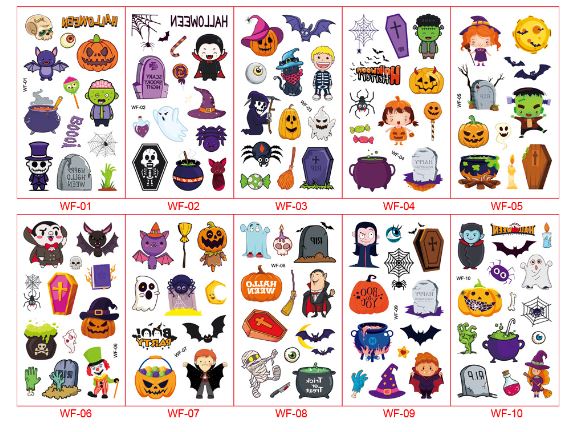 สติกเกอร์ แทททู ฮาโลวีน โพนี่ เมอเมด มีให้เลือกแบบเรืองแสงกับไม่เรืองแสง