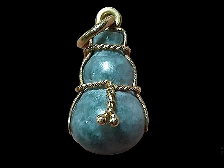 จี้หยก แกะรูปน้ำเต้า เลี่ยมทองคำ