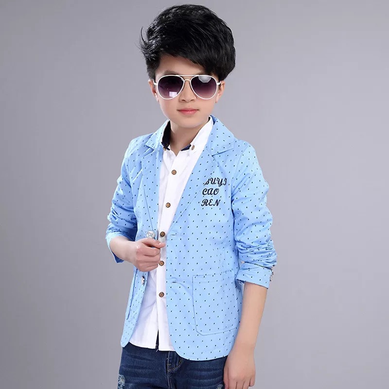 สินค้าพร้อมส่ง เสื้อคลุม แจ็คเก็ต เสื้อสูทเด็ก สีฟ้า สีกรม