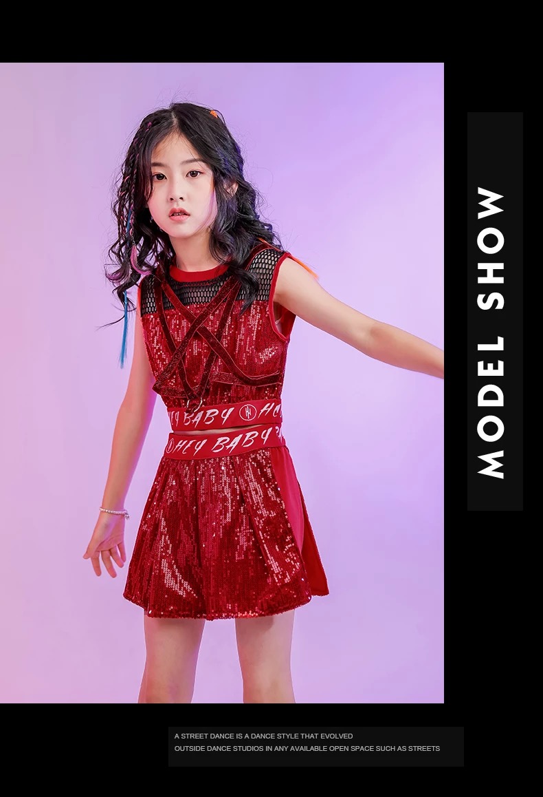 พร้อมส่ง ชุดเต้น เสื้อกล้าม+กางเกงกระโปรง ปักเลื่อม