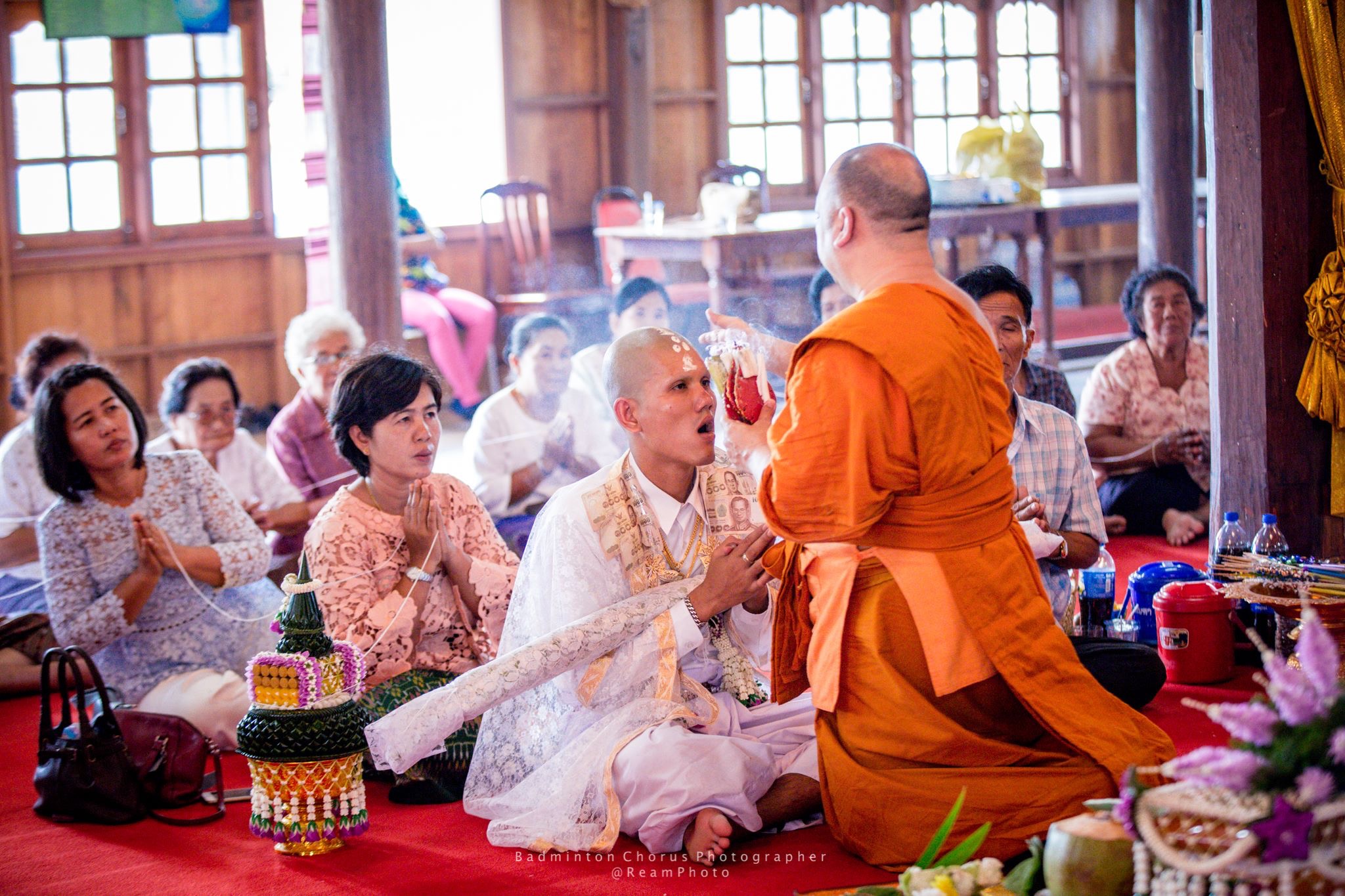 ชุดเครื่องบวชดอกไม้สด ชุดD3 ส่งงานวัดสง่างาม อ.บางไทร .อยุธยา