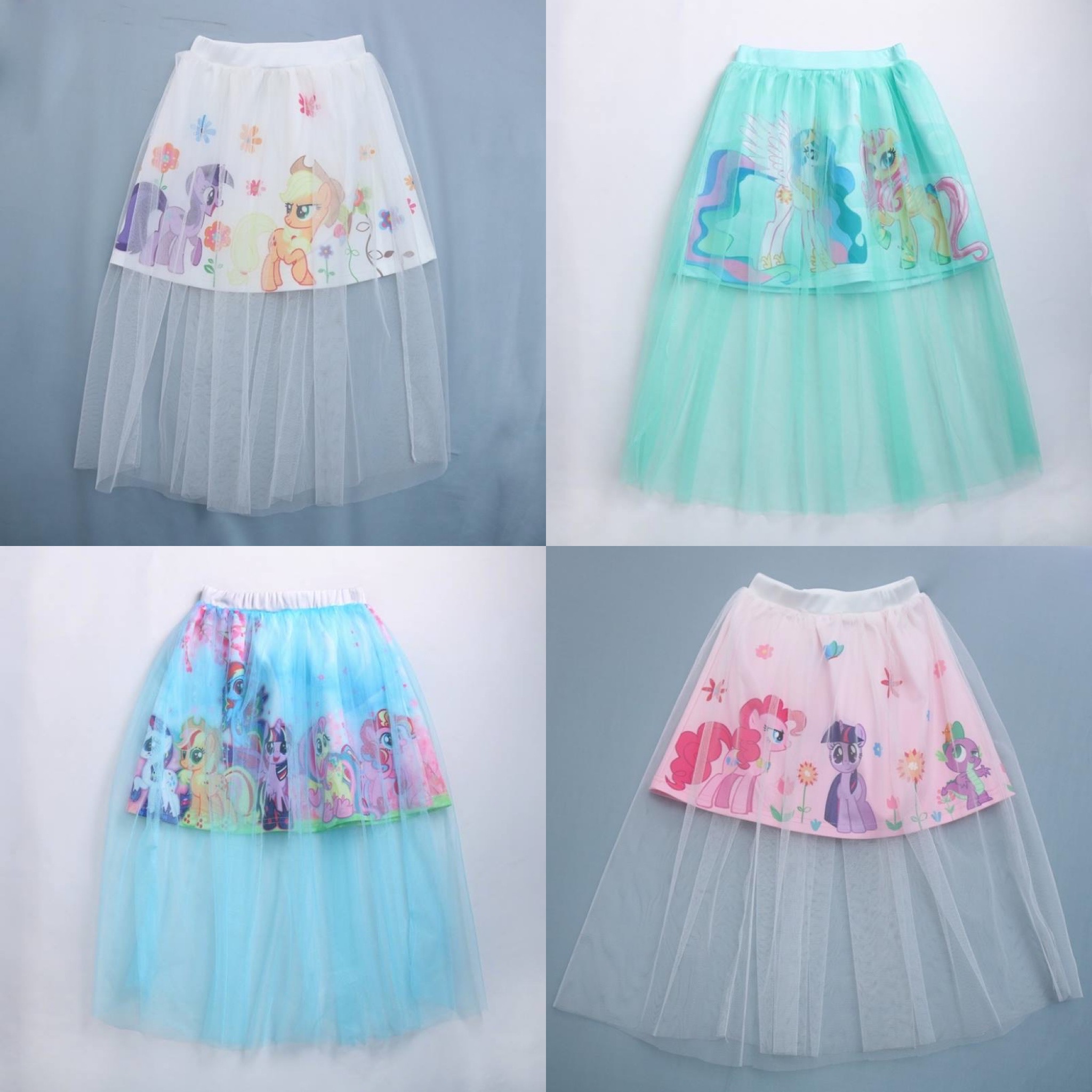 กระโปรง ลายการ์ตูน โพนี่ ยูนิคอน เจ้าหญิง ผ้าลูกไม้ ชีฟอง