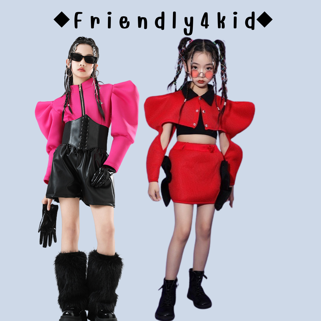 Friendly4kid พร้อมส่ง***ชุดเต้น set เสื้อ+กระโปรง สไตล์แจสแดนซ์
