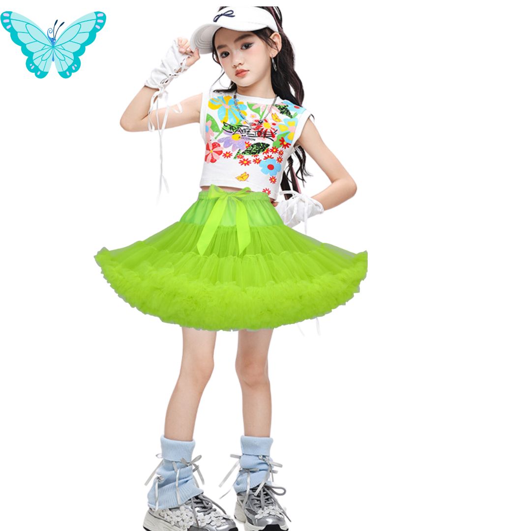 พร้อมส่ง กระโปรงTUTU พองฟู กระโปรงเด็ก พองฟู ติดริบบิ้นโบว์ พร้อมเสื้อและถุงมือ