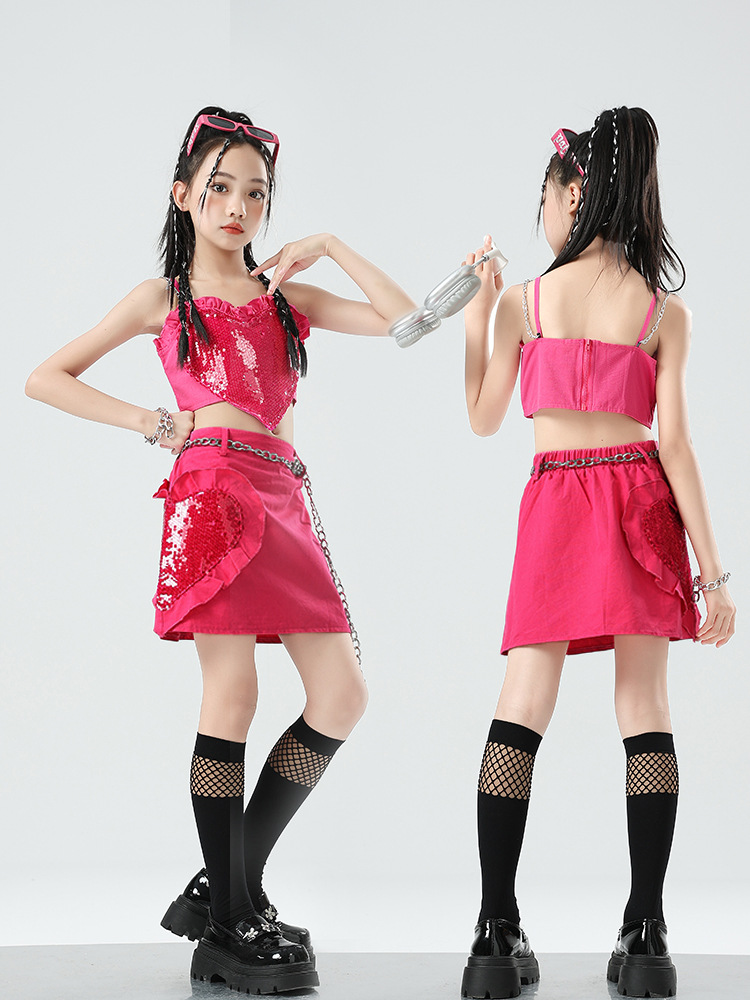 friendly4kid ชุดเต้น เซ็ตสีชมพู เสื้อ+ปลอกแขน+กระโปรง/กางเกง