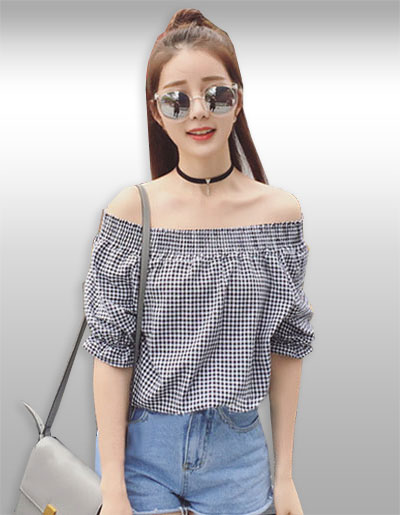 เสื้อแฟชั่นเปิดไหล่สวยน่ารักสไตล์เกาหลี รหัส 1731