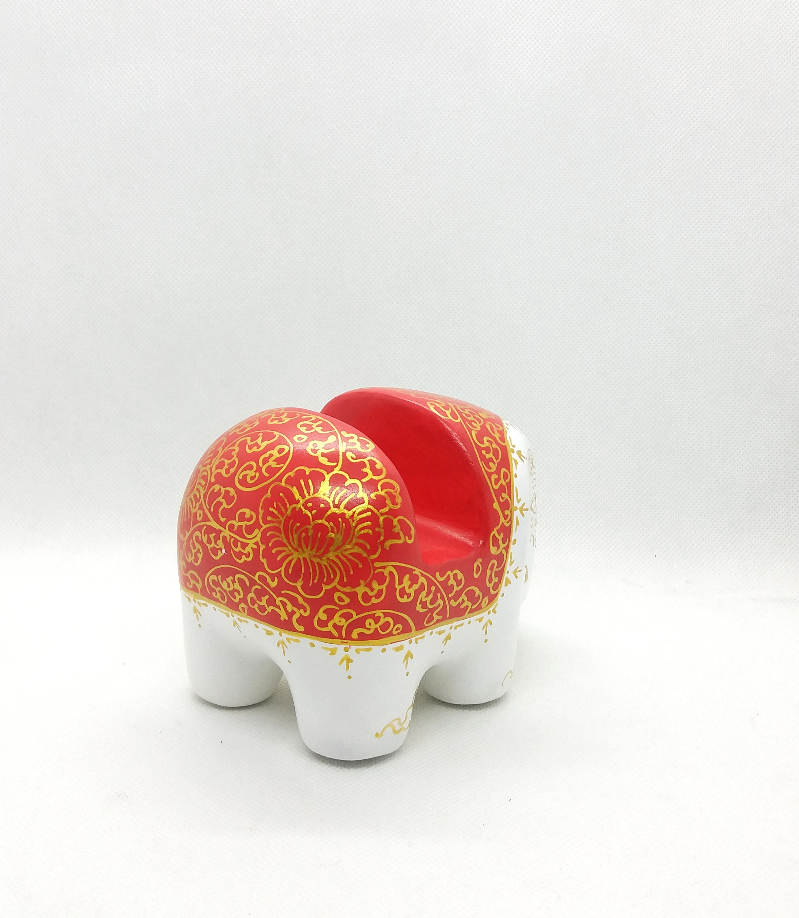 ช้างวางนามบัตรและมือถือ Size S สีขาวแดง