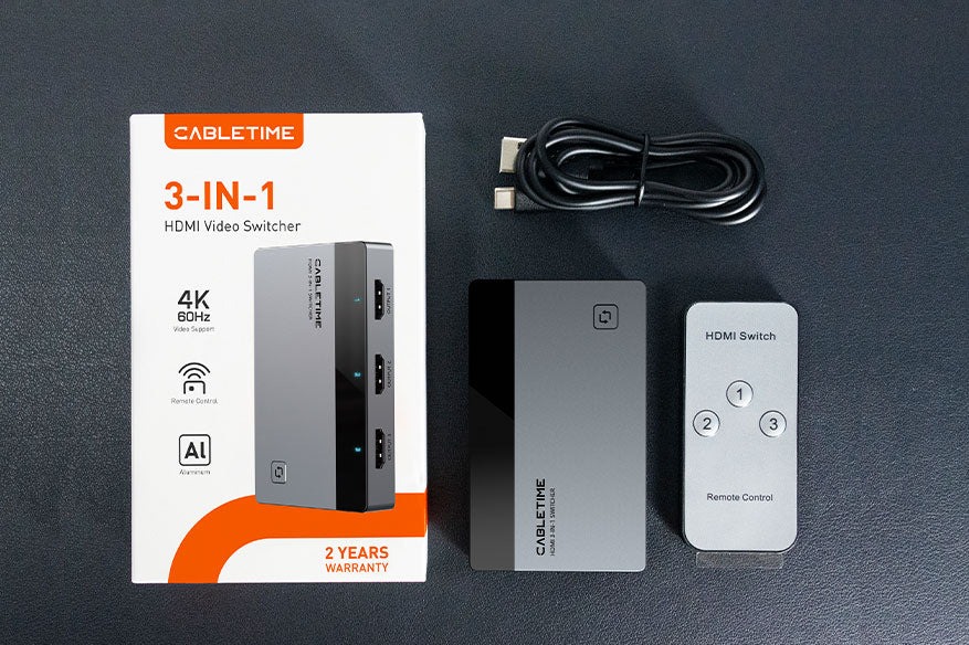3 Port 4K60Hz HDMI Switch with IR Remote by Cabletime