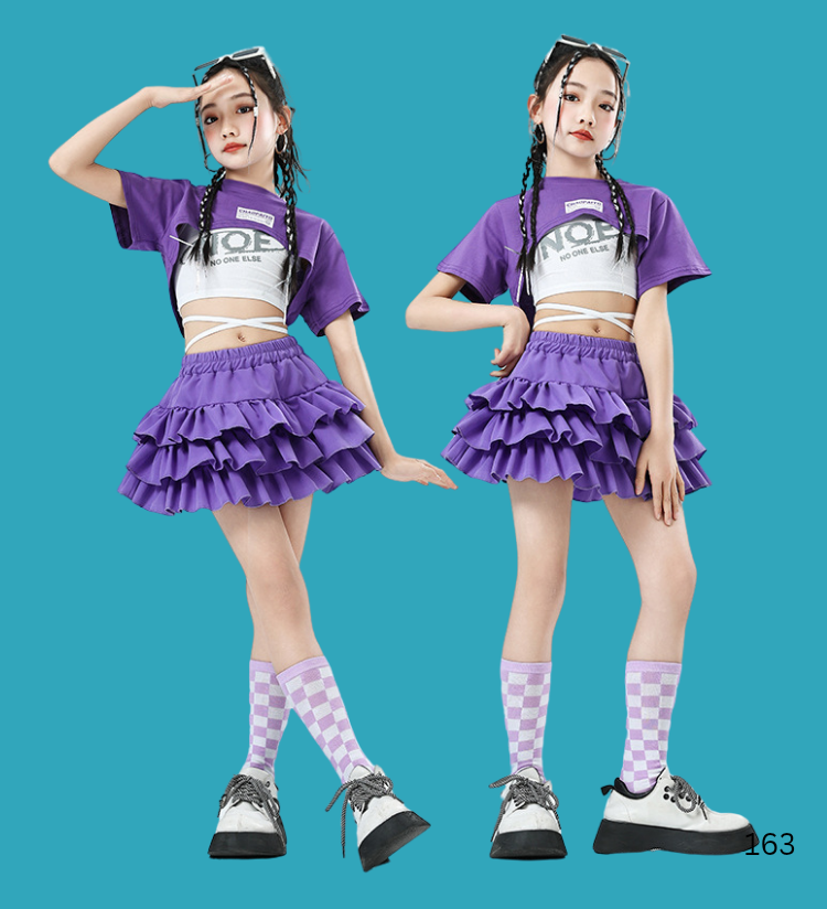 ชุดเต้น ชุดฮิปฮอป เซ็ตสีม่วง ทีมม่วง สินค้าพร้อมส่ง