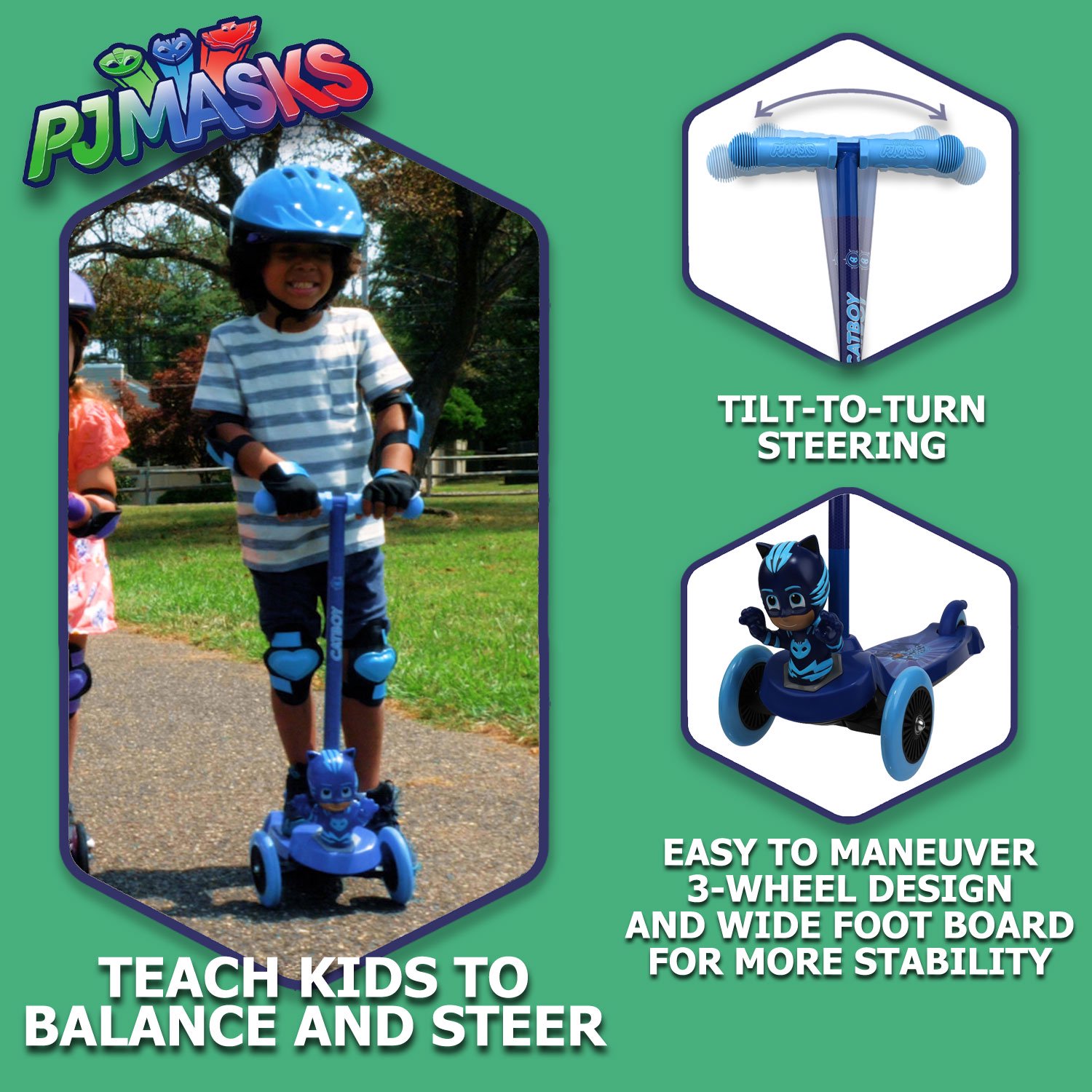 สกูตเตอร์ PJ Mask Catboy 3d Scooter with 3 wheels and tilt to turn