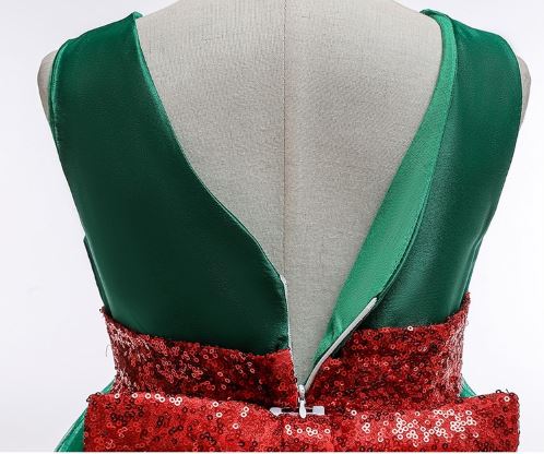 ชุดคริสต์มาส แขนกุด พองฟู แขนกุด พร้อมโบว์หน้า-หลัง