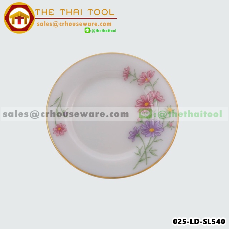 จานตื้นเนื้อมุก ลายสวีทเลิฟขอบทอง ขนาด 7นิ้ว