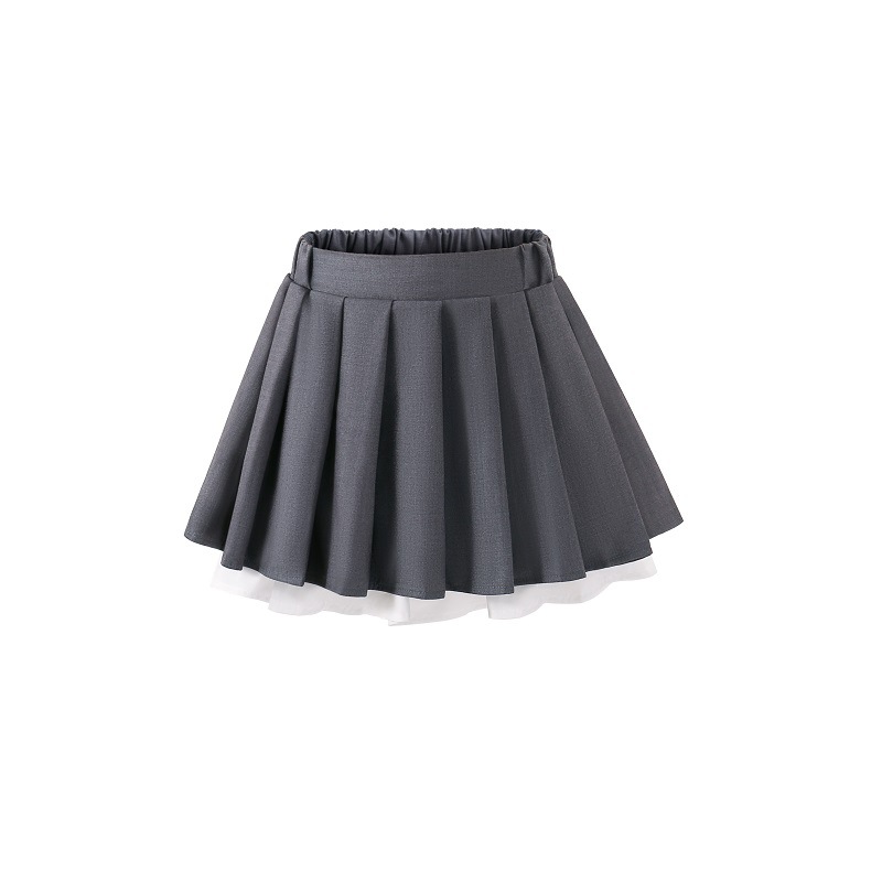 พร้อมส่ง กระโปรงเด็กผู้หญิง อัดพลีสสั้น สีพื้น ไม่รวมเข็มขัด