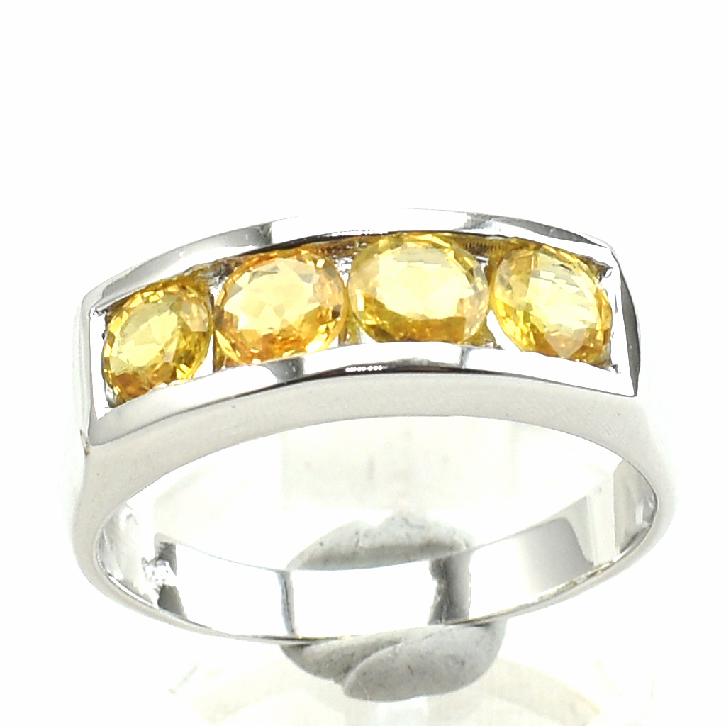 แหวนเงินแท้ราคาถูกชุบทองคำขาว บุษราคัมแท้ 2.40 กะรัต งานประณีตสวยงาม สั่งผลิตค่ะ