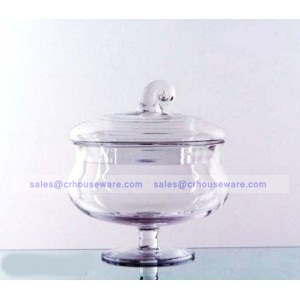 JAR WITH COVER โหลแก้วพร้อมฝา แฮนด์เมด เนื้อใส ความสูง 19.5 ซม. JJG-1047