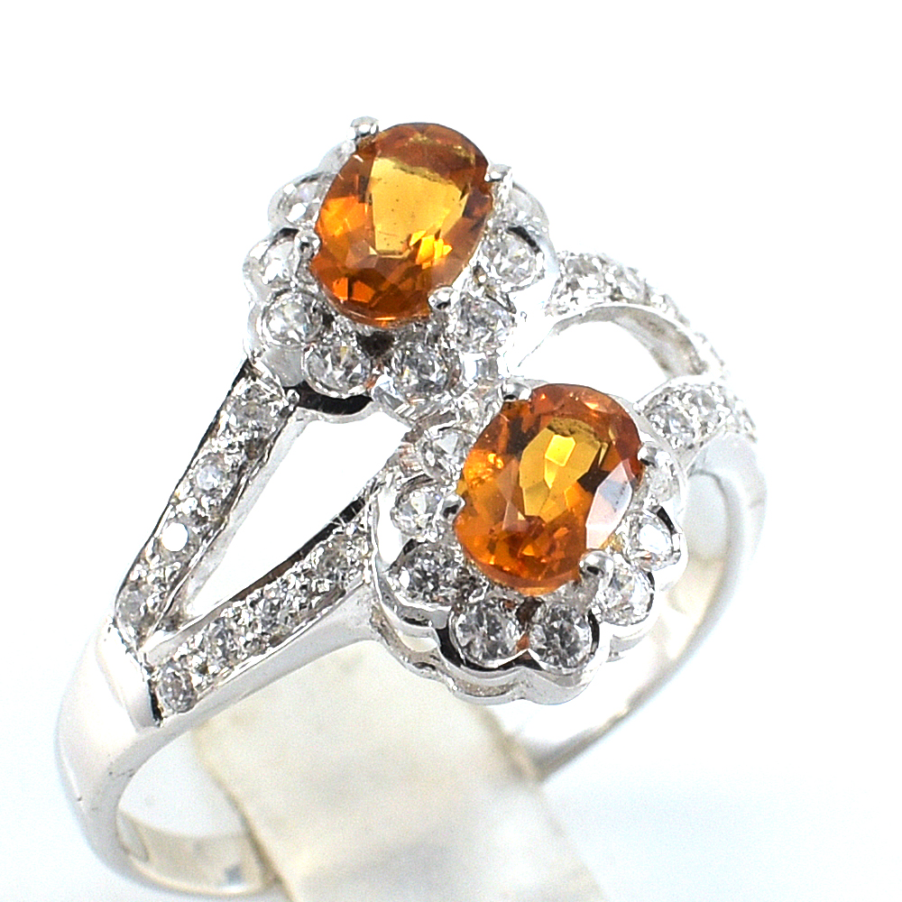 แหวนเงินแท้ราคาถูกชุบทองคำขาว ซิทรินแท้ 1.10 กะรัต งานประณีตสวยงาม สั่งผลิตค่ะ