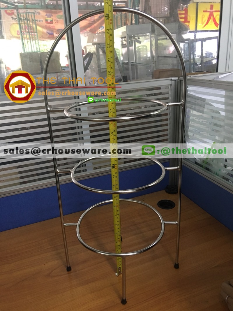 3-tier high tea stand ชั้นโชว์สแตนเลส 3 ชั้น ทรงกลม 005-JP-HTR-22 ,ไฮทีทรงกลม3ชั้น (ไม่รวมจาน)