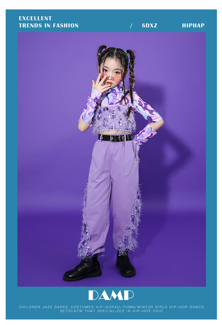 ชุดเต้น ชุดฮิปฮอป เซ็ตสีม่วง ทีมม่วง สินค้าพร้อมส่ง