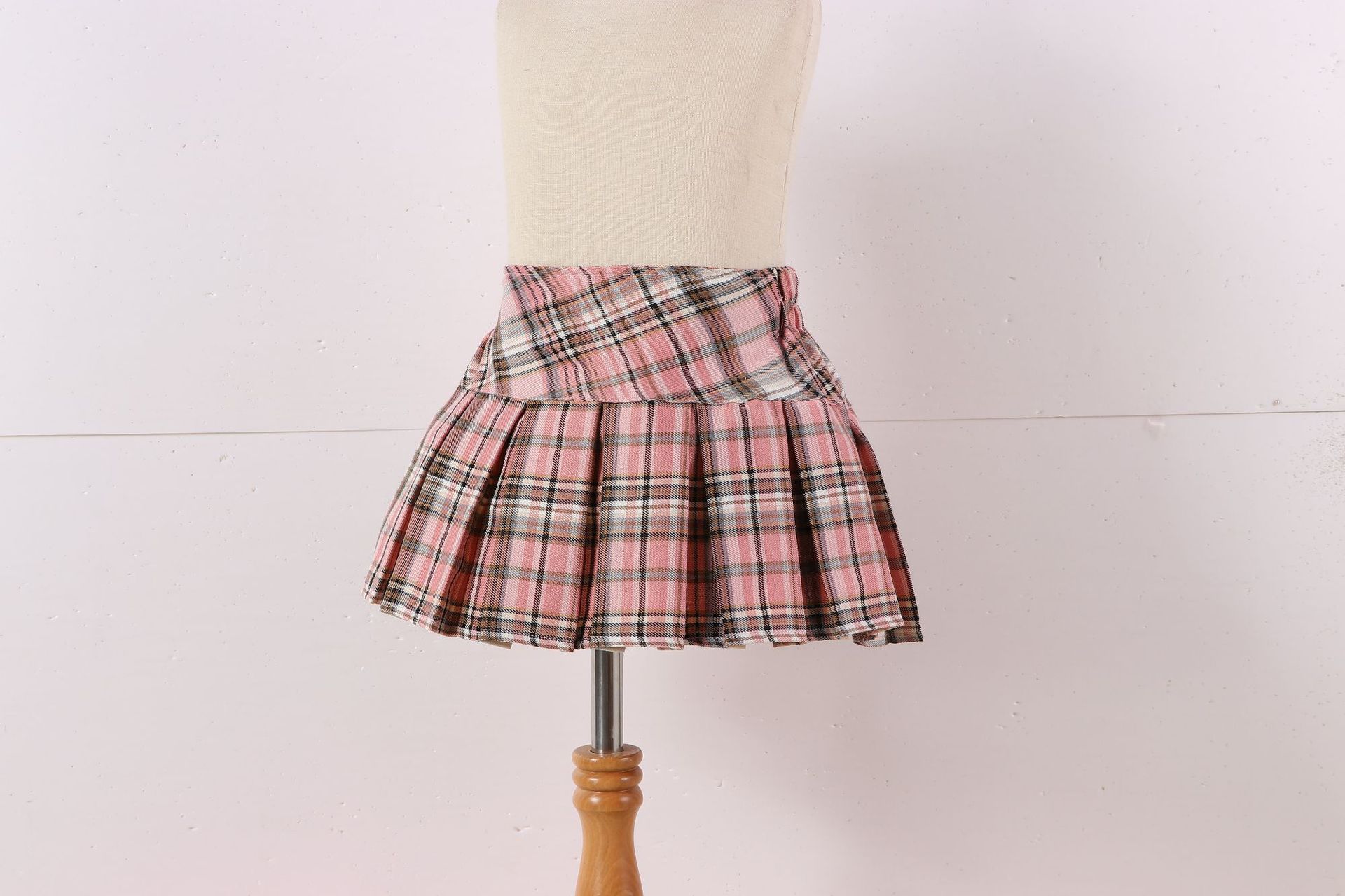 พร้อมส่ง กระโปรง เด็กผู้หญิง อัดพีชสั้นไม่รวมเข็มขัด