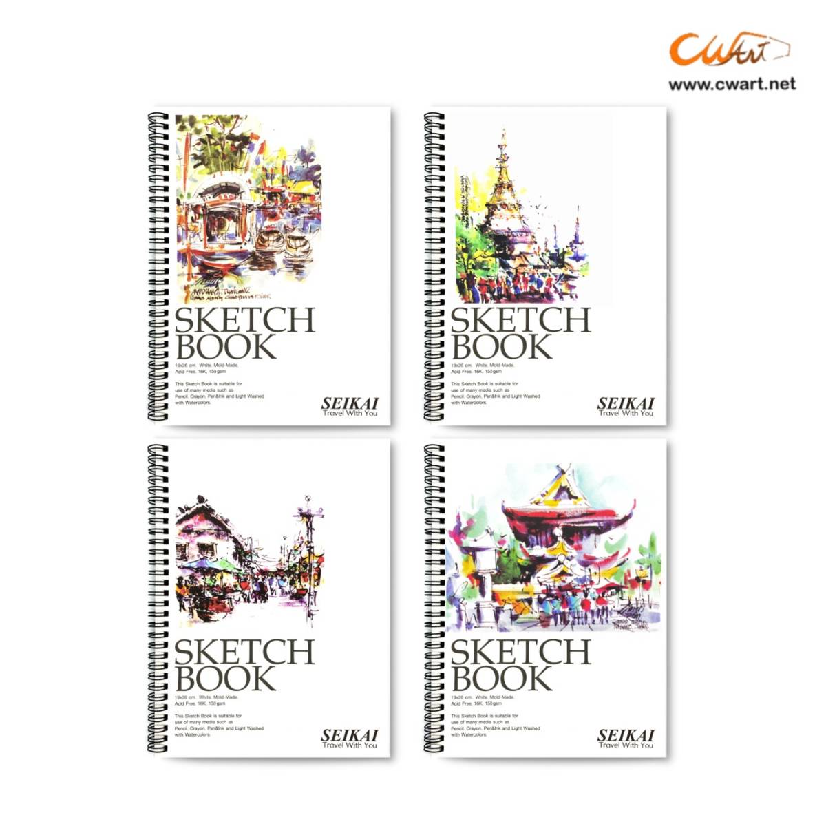 สมุดสเก็ตช์ริมลวด Seikai 150g 25แผ่น