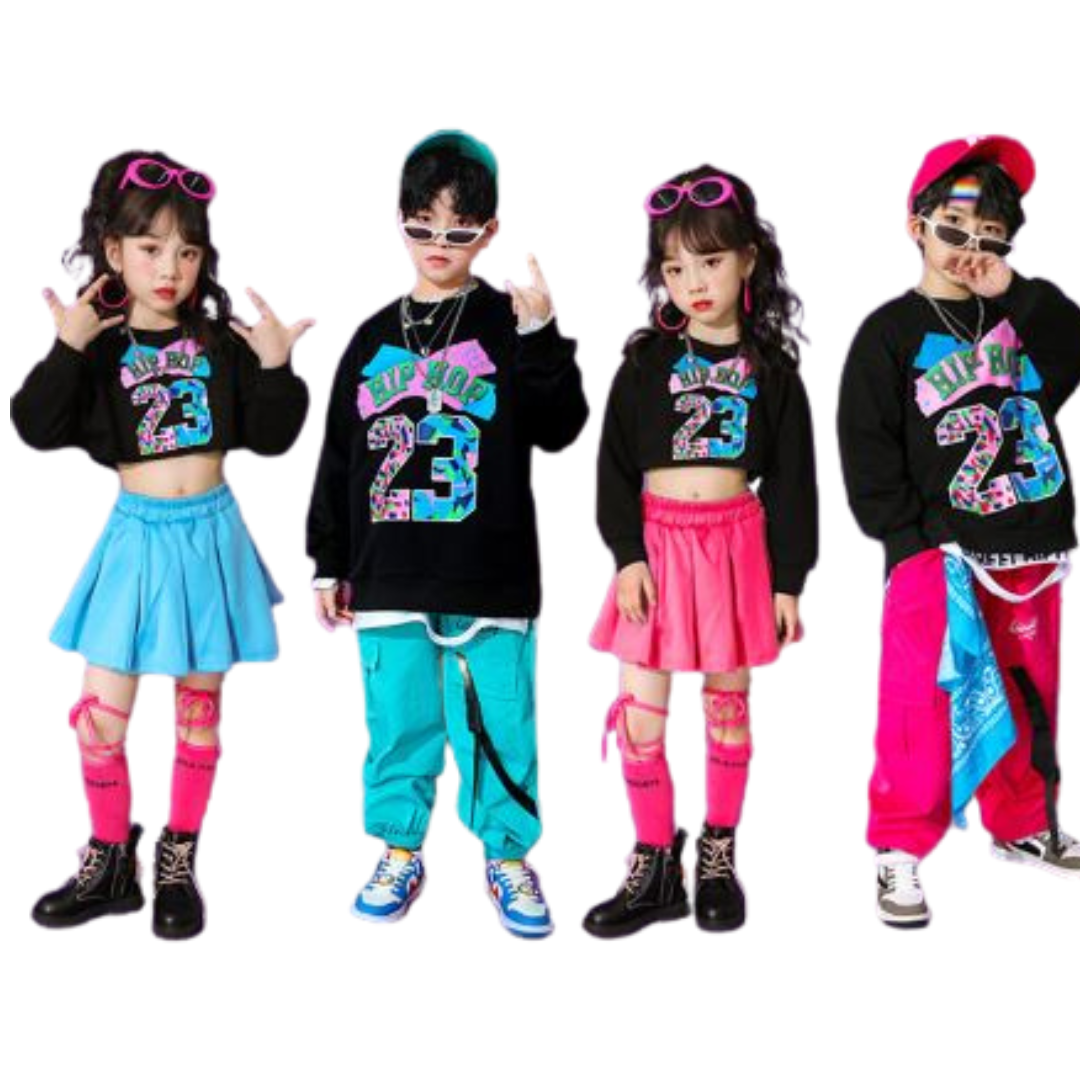 พร้อมส่ง ***ชุดเต้น ชุดแดนซ์ เสื้อแขนยาวสีชมพู-ดำ