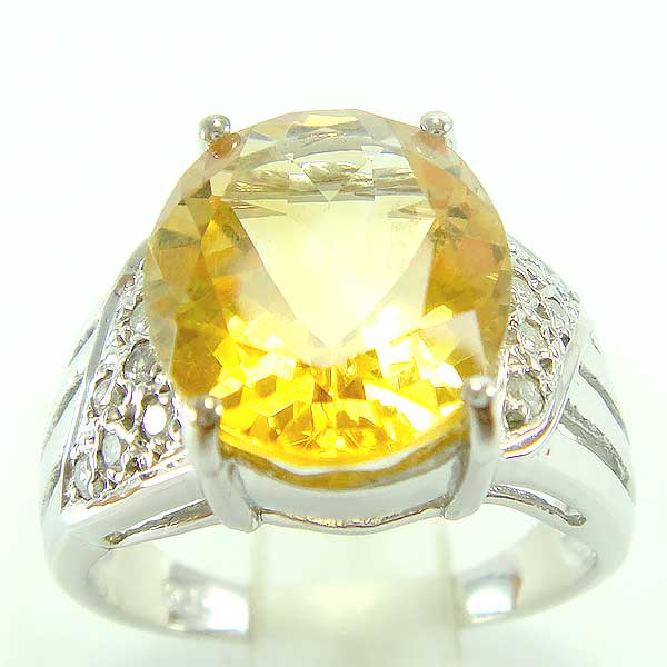 แหวนเงินแท้ราคาถูกชุบทองคำขาว ซิทรินแท้ 6.50 กะรัต เพชรCZ 0.14 กะรัต งานประณีตสวยงาม สั่งผลิตค่ะ