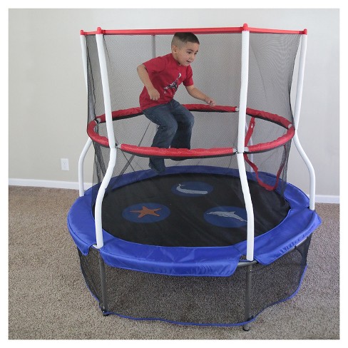 แทรมโพลีน Trampolines 60 In. Round Seaside Adventure Bouncer with Enclosure Skywalker ขนาด 60 นิ้ว ลายทะเล