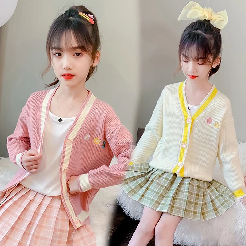 F-กันหนาว: เสื้อกันหนาวเด็ก ไหมพรม คาดิแกน สีพาสเทล