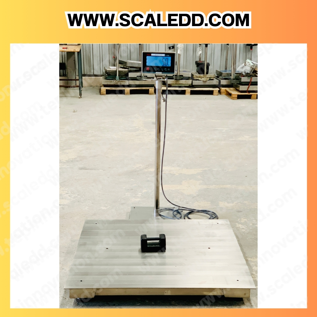 เครื่องชั่งแสตนเลส500กิโลกรัม เครื่องชั่งตั้งพื้นน้ำหนัก500กิโลกรัม ความละเอียด100กรัม ขนาดแท่น 1.2x1.2m. ยี่ห้อ TIGER รุ่น TI-03SS