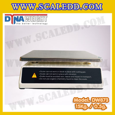 เครื่องชั่งน้ำหนักดิจิตอลตั้งโต๊ะ พิกัด15Kg ค่าละเอียด 0.5g ยี่ห้อ Dynaweight รุ่น DW873