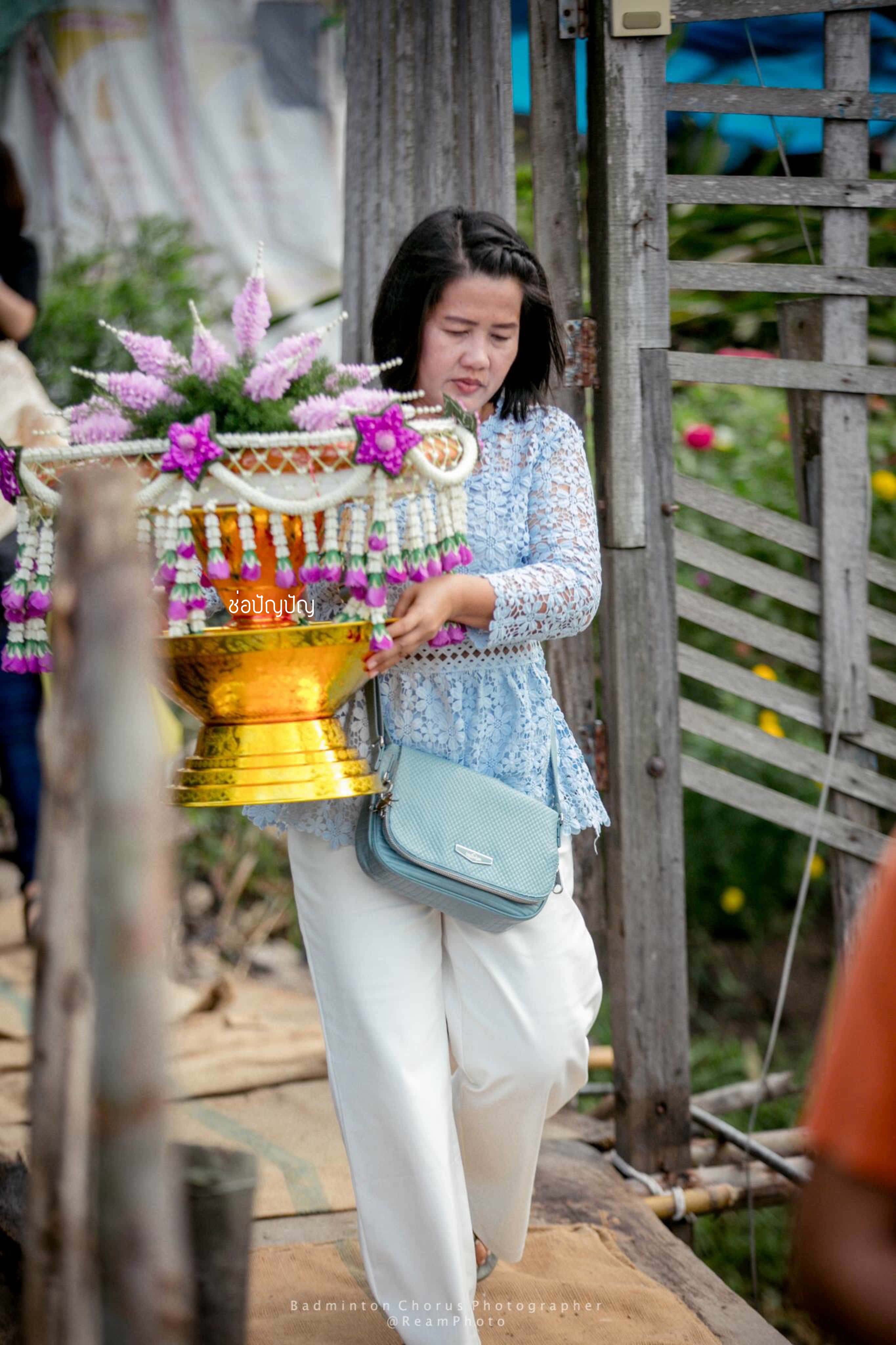 ชุดเครื่องบวชดอกไม้สด ชุดD3 ส่งงานวัดสง่างาม อ.บางไทร .อยุธยา