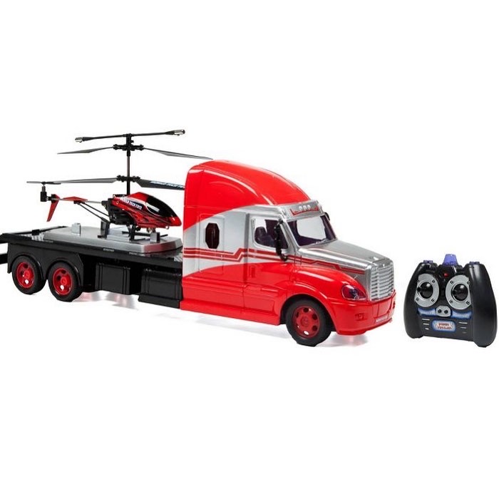 รถและเฮลิคอปเตอร์วิทยุบังคับ World Tech Toys 3.5CH Mega Hauler Helicopter & Truck Combo