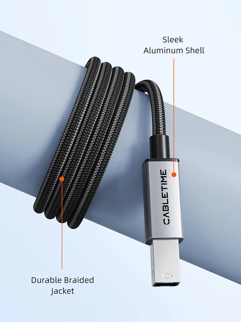 USB-C to USB-B 2.0 Printer cable by CableTime รุ่น CA16 by Cabletime